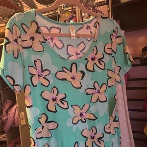 LuLaRoe Blue and Purple Patterned Top